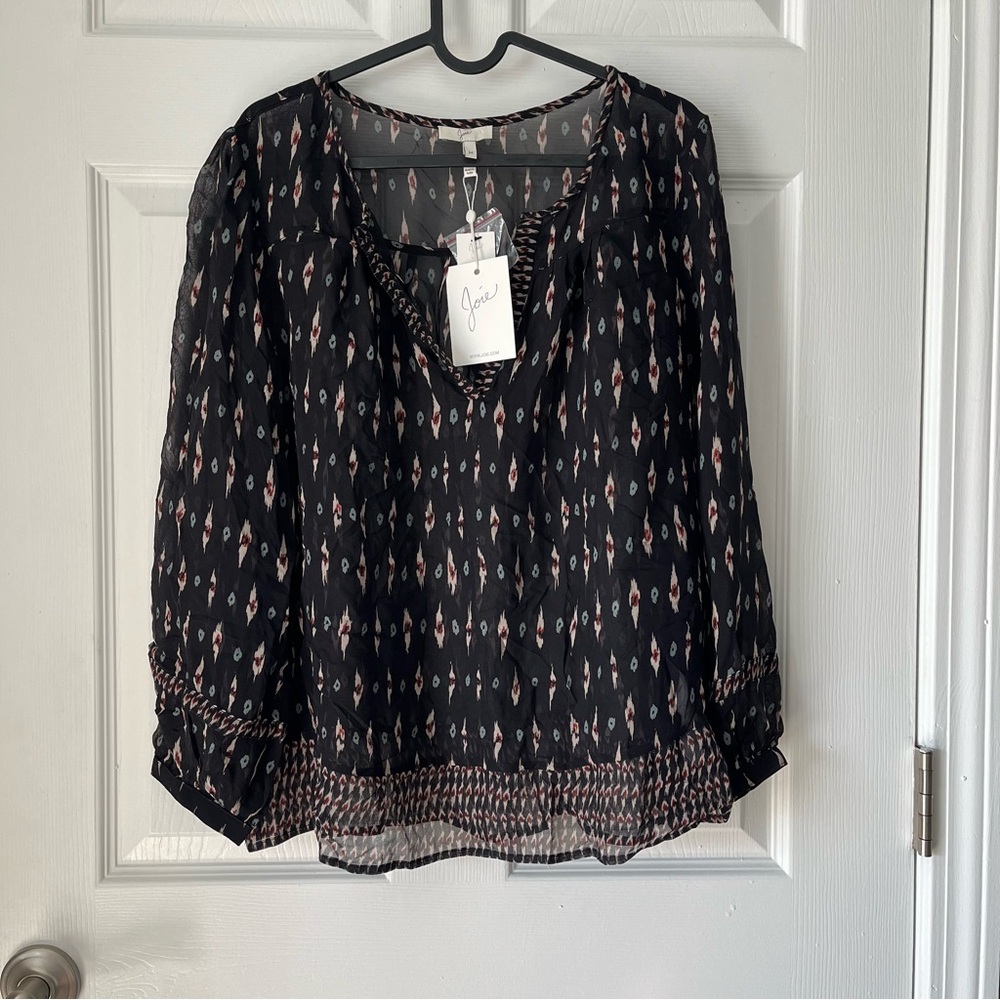 NWT Women's Joie 100% Silk Long Sleeve Top size Medium - Picture 1 of 8